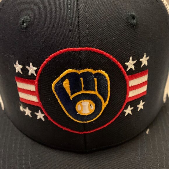 Milwaukee Brewers MLB Navy White Stars Fan Favorite Adjustable Hat - Unisex - Picture 5 of 5